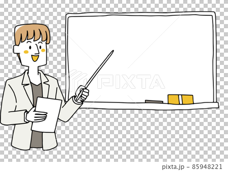 一個隨便的人用指針指著黑板,學校老師或補習班老師,一個溫暖的手寫人 一個隨便的人用指針指著黑板,學校老師或補習班老師,一個溫暖的手寫人 85948221
