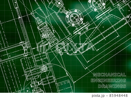 Cover, flyer, banner. Vector engineering illustration. Blueprint, background. Instrument-making drawings 85948448