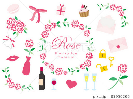 ピンクの薔薇と小物のセット ピンクの薔薇と小物のセット 85950206