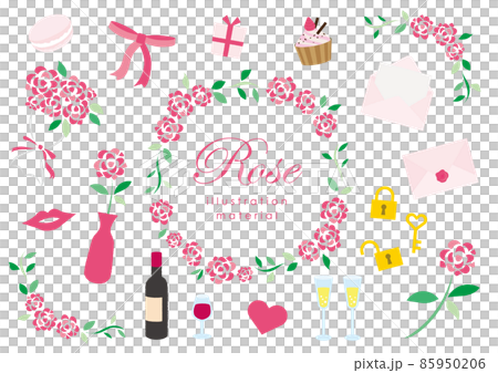 ピンクの薔薇と小物のセット ピンクの薔薇と小物のセット 85950206