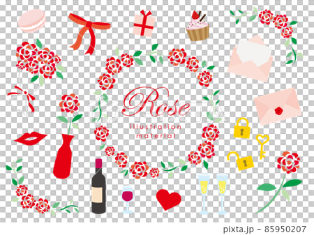 赤い薔薇と小物のセット 赤い薔薇と小物のセット 85950207
