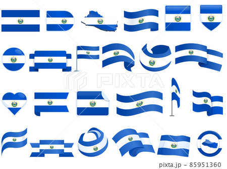 El Salvador icons set cartoon vector. Country flag 85951360