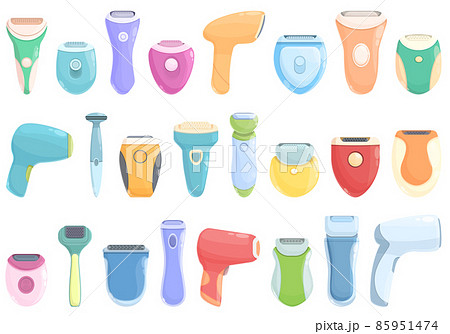 Epilator icons set cartoon vector. Laser depilation 85951474