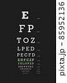Table for eye test. English font on a black background. 85952136