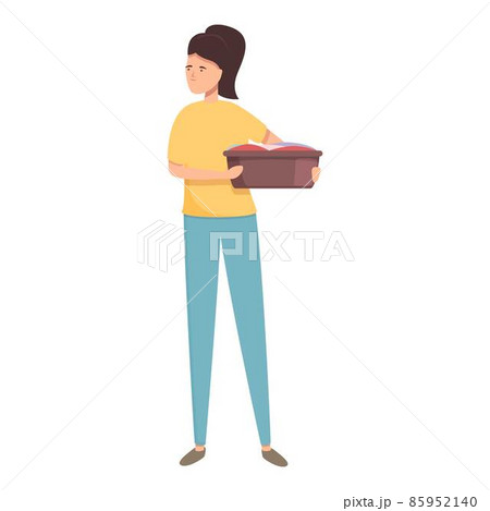 Washing clothes icon cartoon vector. Cleaning domestic Washing clothes icon cartoon vector. Cleaning domestic 85952140