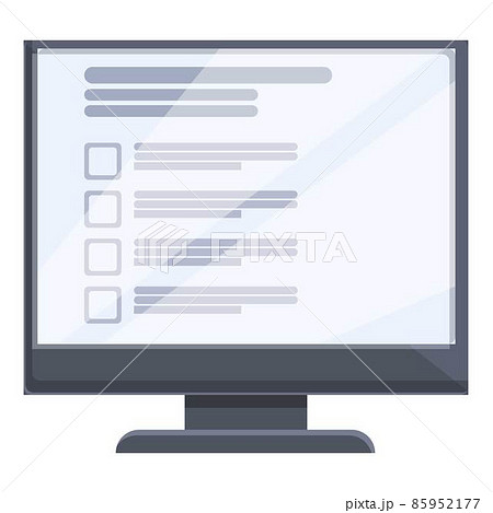Online quiz icon cartoon vector. Computer form Online quiz icon cartoon vector. Computer form 85952177