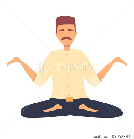 Yoga Meditation Icon Cartoon Vector Person Poseのイラスト素材