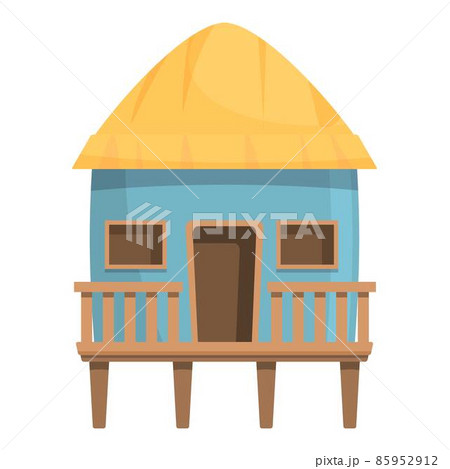 Bungalow hut icon cartoon vector. Beach house 85952912