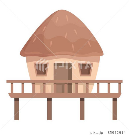 Bungalow building icon cartoon vector. Island house Bungalow building icon cartoon vector. Island house 85952914
