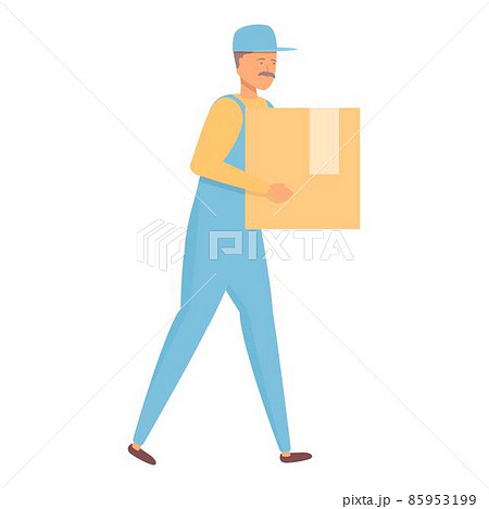 Take relocation box icon cartoon vector. Home move 85953199