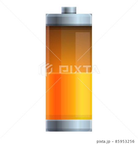 Half battery energy icon cartoon vector. Charger level Half battery energy icon cartoon vector. Charger level 85953256