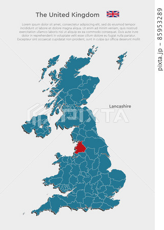 Vector map United Kingdom and county Lancashire 85953289