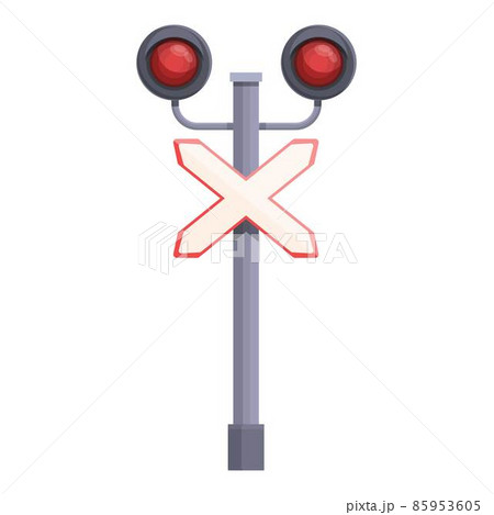 Crossing rail light icon cartoon vector. Trail road 85953605