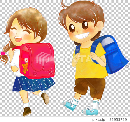 Elementary school student carrying a school bag (summer clothes) Elementary school student carrying a school bag (summer clothes) 85953739