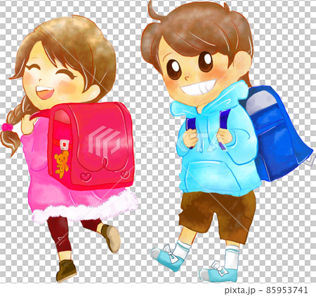 Elementary school student carrying a school bag 85953741