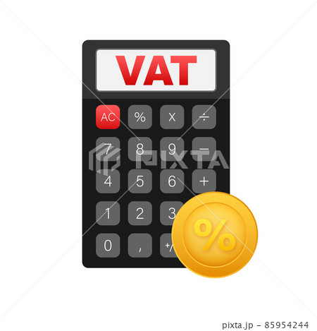 Flat style illustration with green vat percent. Vector illustration. Vector logo. Arrow icon. 85954244