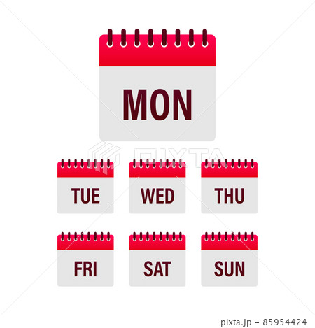 Flat color icon calendar set. Calendar reminder. Month, week, year. Vector background. Flat vector illustration. 85954424