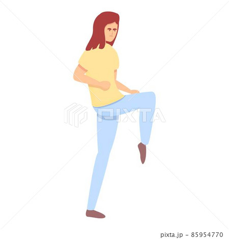 Girl defense icon cartoon vector. Woman fight Girl defense icon cartoon vector. Woman fight 85954770