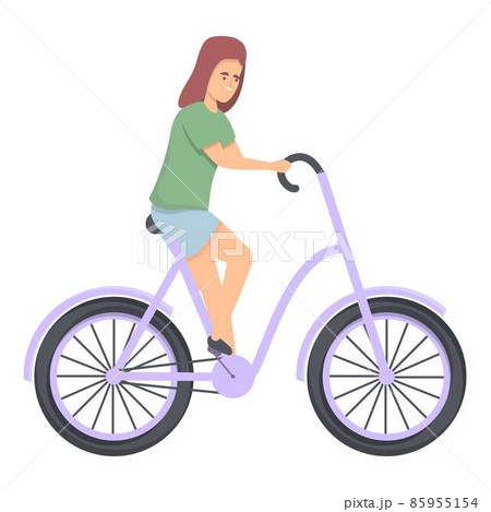 Girl on bicycle icon cartoon vector. Active kid 85955154