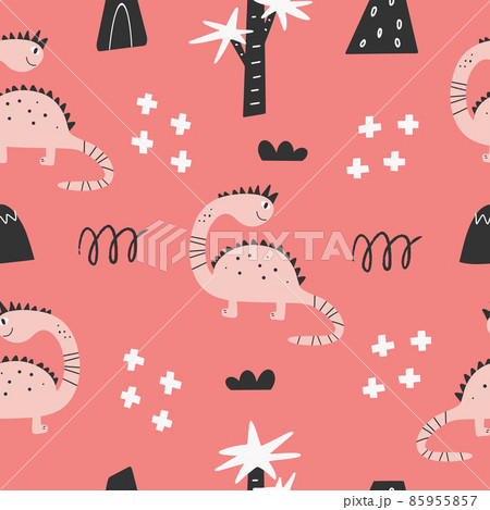 Cute dinosaur seamless patterns. Digital paper. Creative childish print Cute dinosaur seamless patterns. Digital paper. Creative childish print 85955857