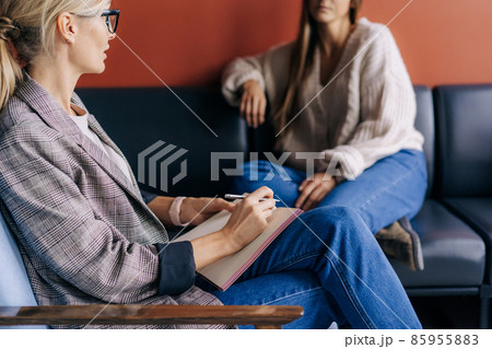 The psychologist makes a social survey of the reference group. A professional is talking to a client 85955883