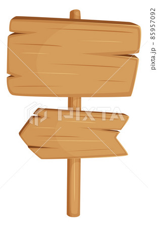 Wooden signpost with blank boards. Cartoon old wood banner 85957092