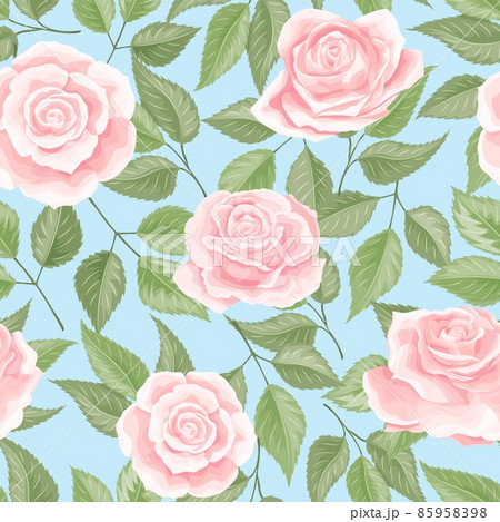 Seamless pattern with cream pink roses. Vintage floral background 85958398