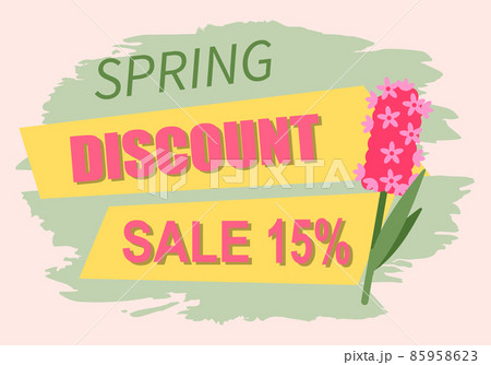 Springtime Label with Flowers, Web Offer Vector 85958623