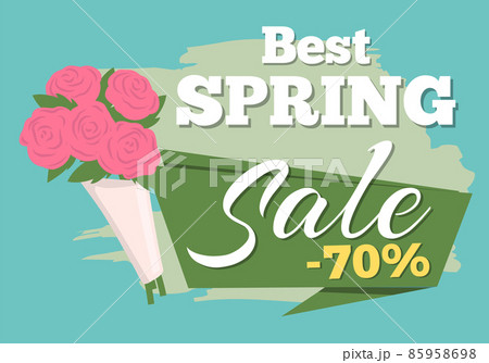 Springtime Label with Flowers, Web Offer Vector 85958698