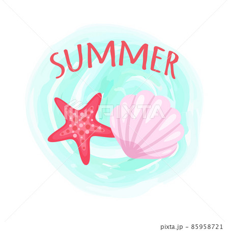 Starfish and Seashell, Conch Closeup Mollusk Set Starfish and Seashell, Conch Closeup Mollusk Set 85958721