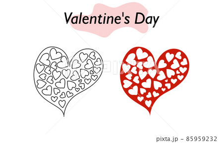 A symbol of love for Valentine Day. The heart is red and the heart is in lines. Vector illustration. A symbol of love for Valentine Day. The heart is red and the heart is in lines. Vector illustration. 85959232