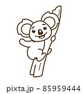 Cartoon koala sitting on a tree linear sign 85959444