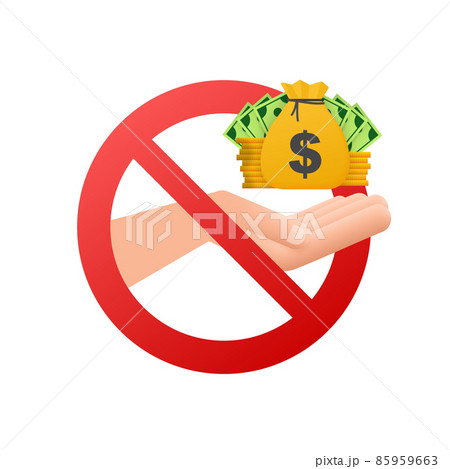 Business vector icon. No finance bag coin with hand 85959663