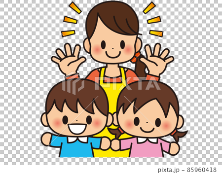 優しい保育士と可愛い子供 ママ お母さん 85960418