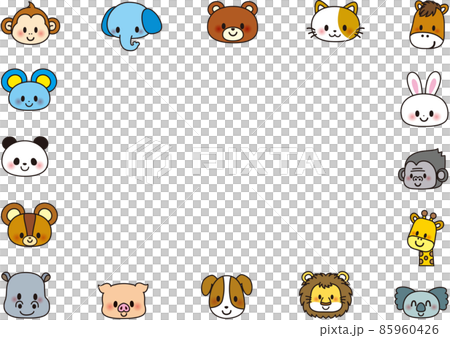 仲良しで可愛い動物の顔イラスト 85960426
