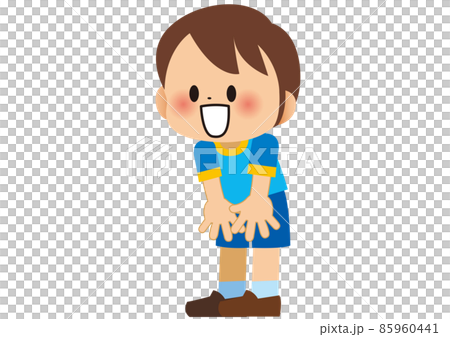 A child who greets cheerfully 85960441
