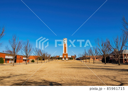 Sunny view of the Freede Centinnial Tower in Oklahoma Christian University 85961715