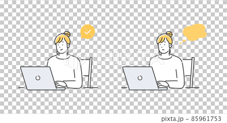 A woman using a computer A woman using a computer 85961753