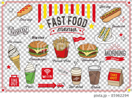 Fast food illustration set (color) 85962294