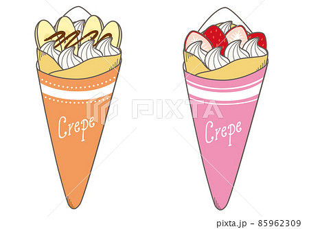 苺クレープとチョコバナナクレープのイラスト素材