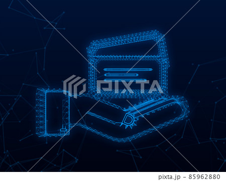Plexus blue show ticket hanging over hands. Old premium cinema entrance tickets. Vector stock illustration Plexus blue show ticket hanging over hands. Old premium cinema entrance tickets. Vector stock illustration 85962880
