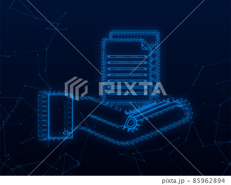 Documents papers in hands. Vector stock design. Business icon. Plexus design Documents papers in hands. Vector stock design. Business icon. Plexus design 85962894