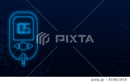 Blood glucose meter level plexus test. Diabetes glucometer. Abstract concept graphic web banner element. Vector illustration. 85962959