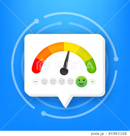 Emotion score isolated on blue background. Business circle. Emotion score. Emotion score isolated on blue background. Business circle. Emotion score. 85963108