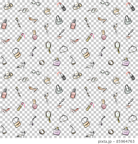 おしゃれアイテム 背景素材 手描き 線画 カラー おしゃれアイテム 背景素材 手描き 線画 カラー 85964763