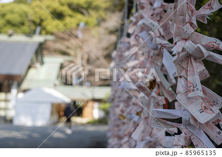 神社のおみくじ結び 85965135