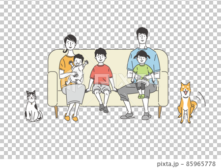 family sitting on the sofa 85965778