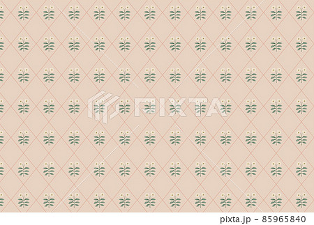 水彩の細かい白い花柄のベージュ背景の壁紙のイラスト素材