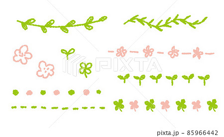 クレヨンで描いた植物ラインセット 85966442