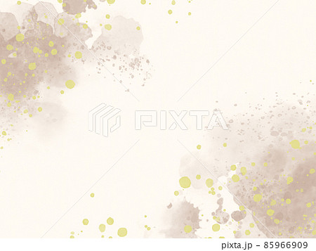 茶色の水彩と黄色のドットの白背景の壁紙のイラスト素材